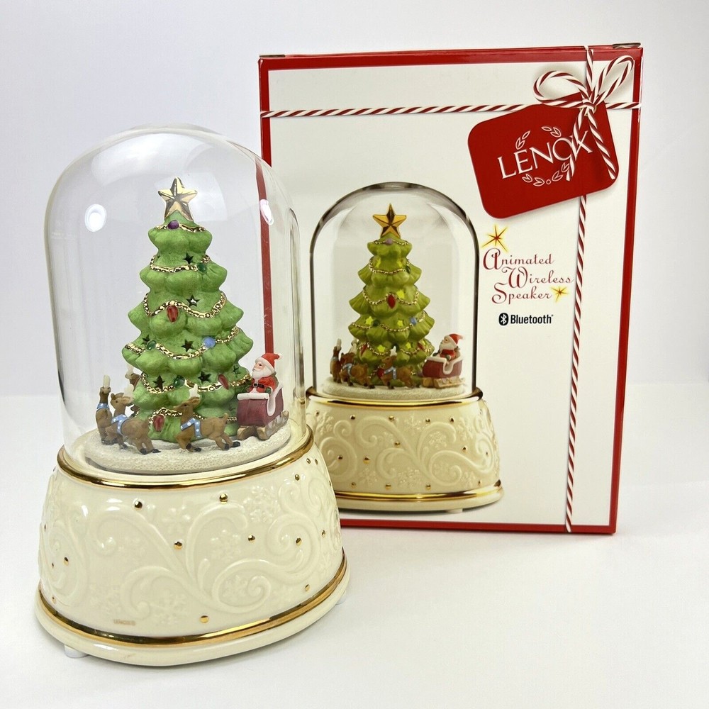 Lenox Christmas Animated Wireless Bluetooth Speaker in Snow Globe Figurine Santa